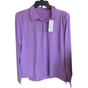 RENWICK Woman’s periwinkle bLIE pink stripe polo golf tennis plus NWT SZ XXL 2X